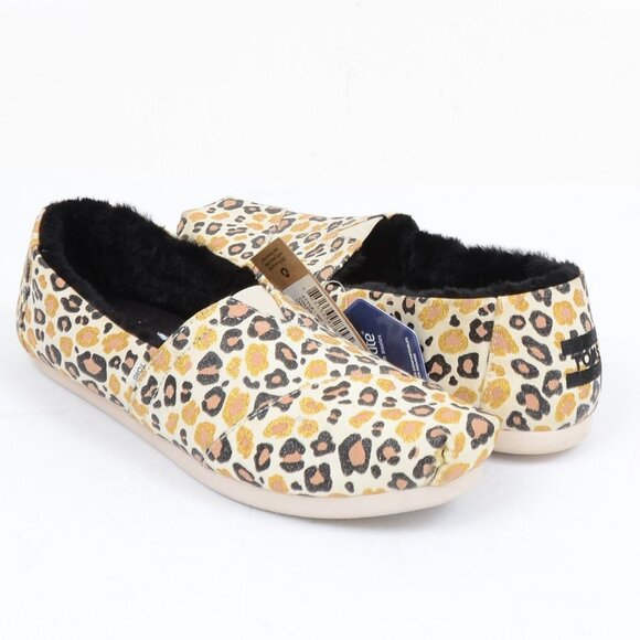 NWT Toms Alpargata Cheetah Faux Fur Women's 9 Flat Shoes Slip-On Animal Print - Picture 1 of 6